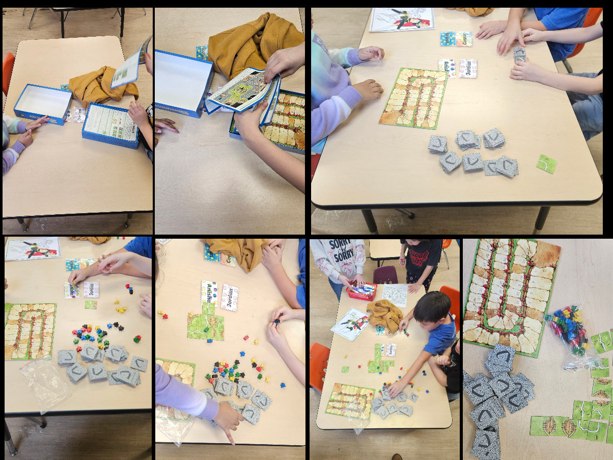 Students playing Carcassonne